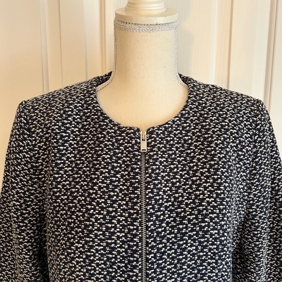 NWT ZARA Women Jacket, Navy Blue and White, XL - Picture 2 of 7